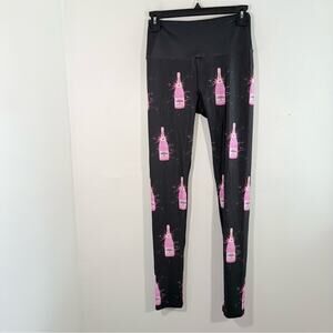 Goldsheep Black Pink Champagne Rose All Day Athletic Leggings Size Small